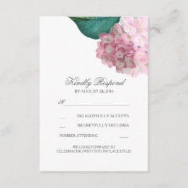 Cartões de RSVP de casamento floral Hortênsia Rosa