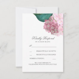 Cartões de RSVP de casamento floral Hortênsia Rosa