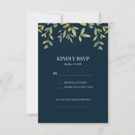 Cartões de RSVP de casamento formal com Folhas de 