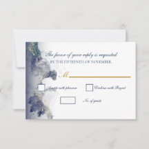 Cartões de RSVP de Casamento Midnight Ink & Gold