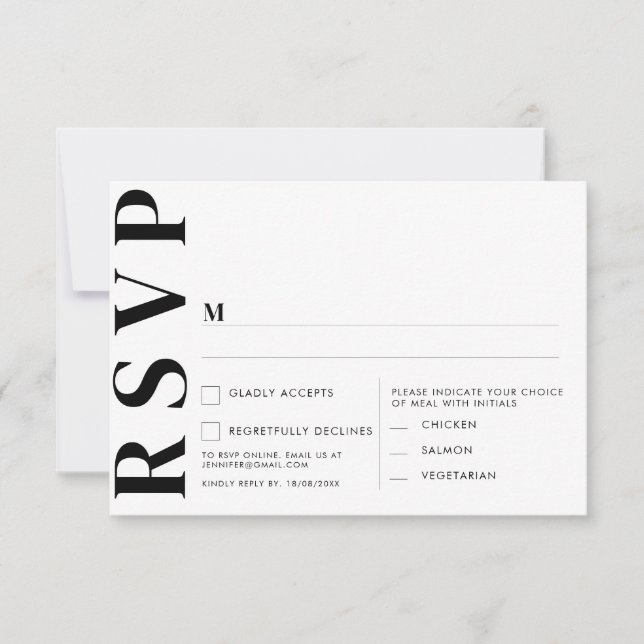 Cartões de RSVP de Casamento Minimalista (Frente)