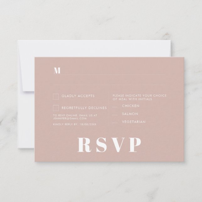 Cartões de RSVP de Casamento Minimalista (Frente)