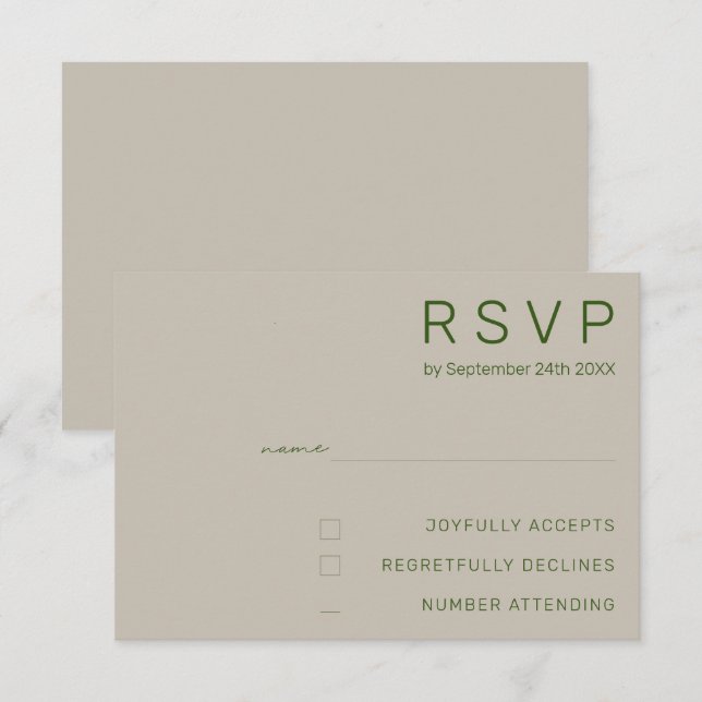 Cartões de RSVP de Casamento Minimalista (Frente/Verso)