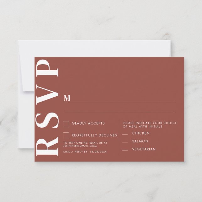 Cartões de RSVP de Casamento Minimalista (Frente)