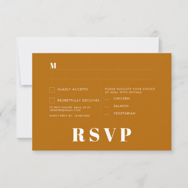 Cartões de RSVP de Casamento Minimalista (Frente)