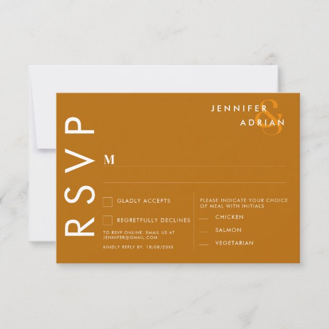 Cartões de RSVP de Casamento Minimalista (Frente)