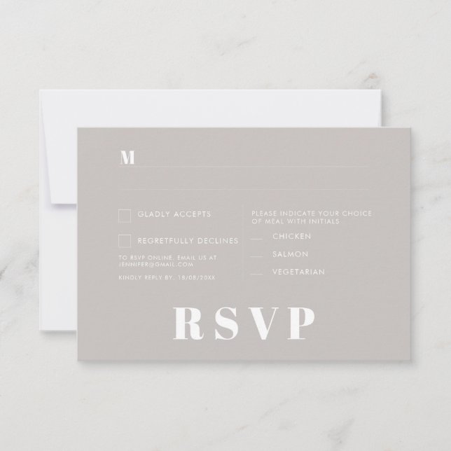 Cartões de RSVP de Casamento Minimalista (Frente)