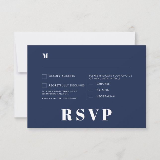 Cartões de RSVP de Casamento Minimalista (Frente)