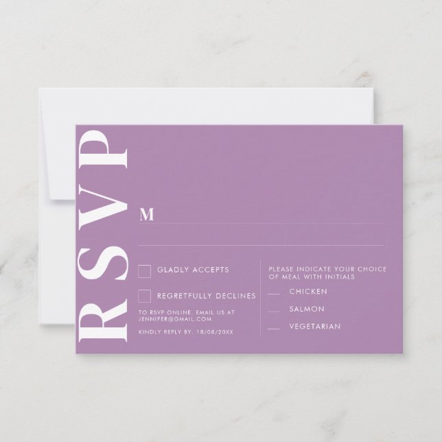 Cartões de RSVP de Casamento Minimalista (Frente)