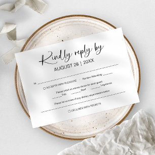 Cartões de RSVP de Casamento Minimalistas Simples