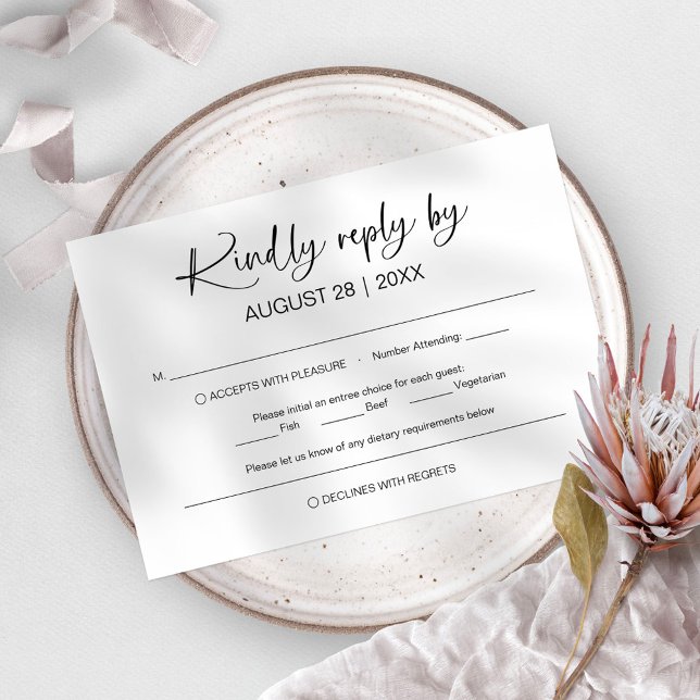 Cartões de RSVP de Casamento Minimalistas Simples (Criador carregado)