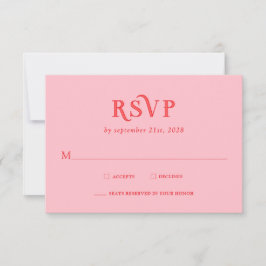 Cartões de RSVP de Casamento Modernos Rosa e Verme
