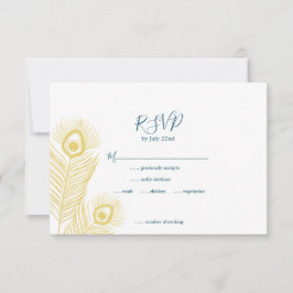 Cartões de RSVP de Casamento Pavão Dourado Elegant