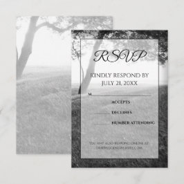 Cartões de RSVP de casamento preto e branco para s