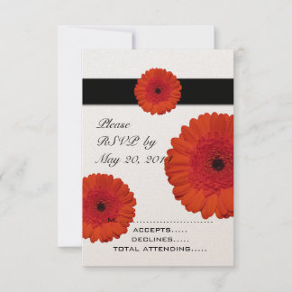 Cartões de RSVP de Casamento Red Gerber Daisy