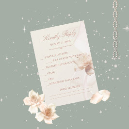 Cartões de RSVP de Casamento Rosa Romântica