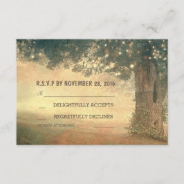 Cartões de RSVP de casamento rústico com árvore e