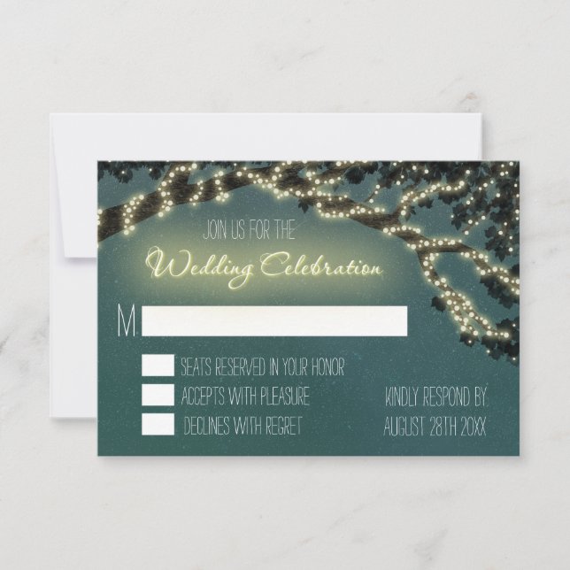 Cartões de RSVP de Casamento Rústico com Galho de  (Frente)