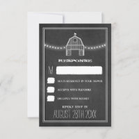 Cartões de RSVP de Casamento Rústico de Quadro Neg