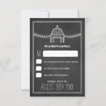 Cartões de RSVP de Casamento Rústico de Quadro Neg
