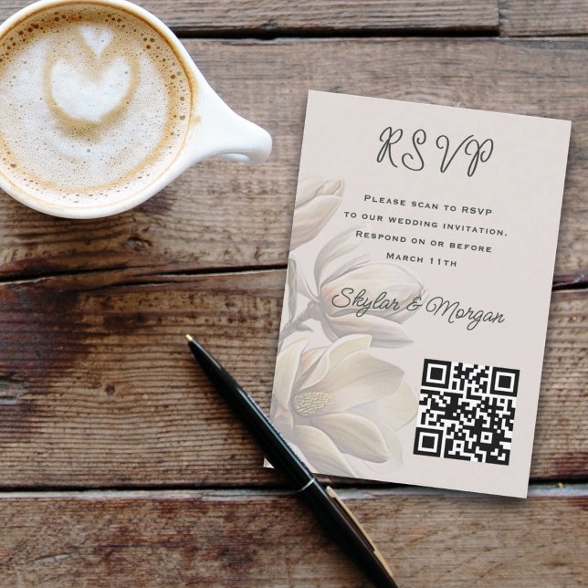 Cartões de RSVP de código QR de casamento de Magnó (Criador carregado)