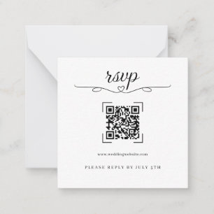 Cartões de RSVP de Código QR de Casamento Romântic