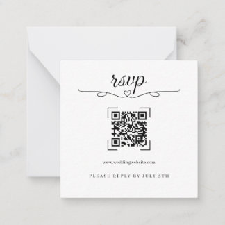 Cartões de RSVP de Código QR de Casamento Romântic