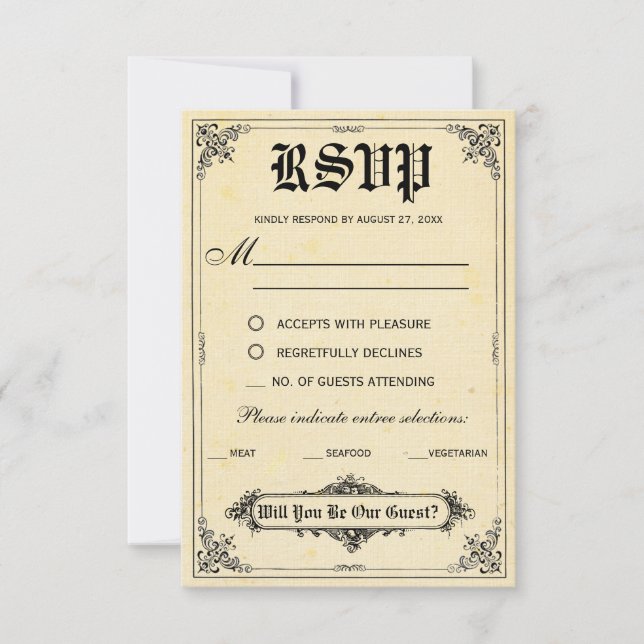 Cartões de RSVP de Conto de Fadas para Casamento (Frente)