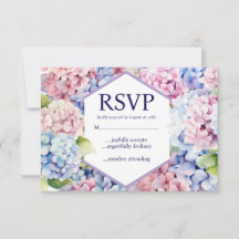 Cartões de RSVP de Flores de Hortênsias da Primave