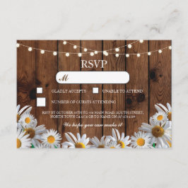Cartões de RSVP de madeira de casamento rústico fl