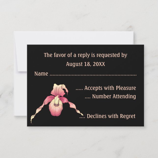 Cartões de RSVP de Orquídea Sapatinho Rosa (Frente)