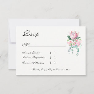 Cartões de RSVP de Protea em Aquarela