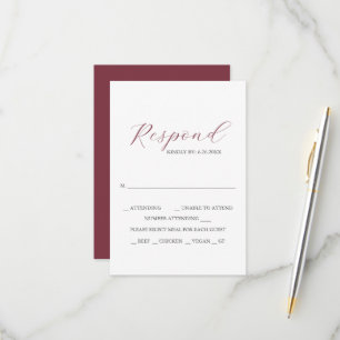 Cartões de RSVP de Rosa Profundo com Escolha de Re