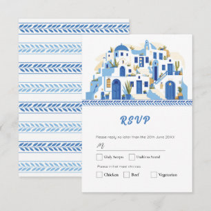 Cartões de RSVP de Santorini Casamento Grego Gréci