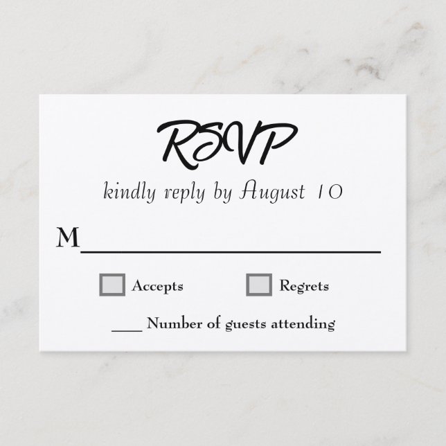 Cartões de RSVP de Script de Casamento Kraft (Frente)