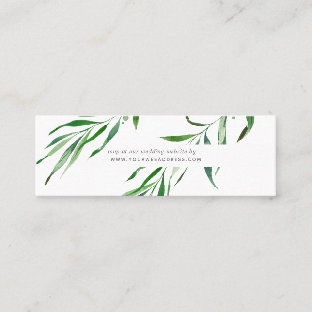 Cartões de RSVP de site de casamento com folhagem, (Frente)