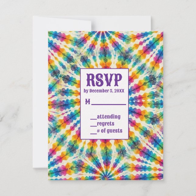 Cartões de RSVP de Tie Dye Psicodélico (Frente)