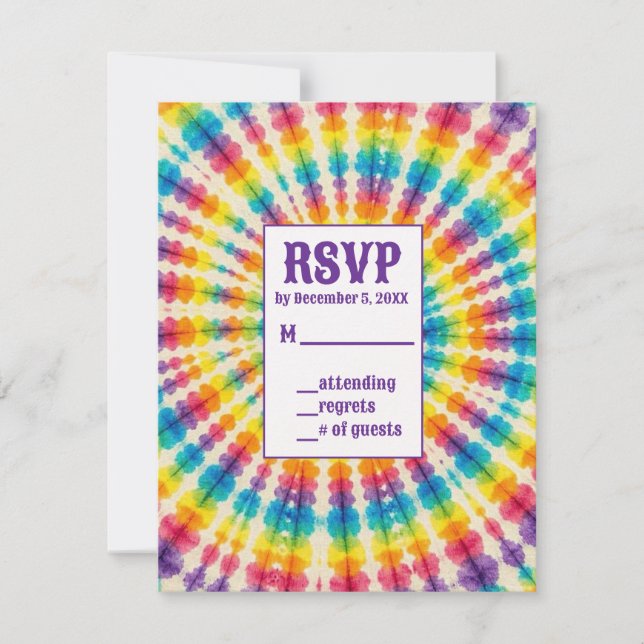 Cartões de RSVP de Tie Dye Psicodélico (Frente)