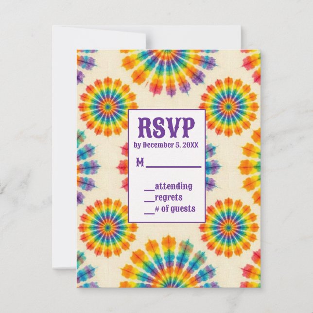 Cartões de RSVP de Tie Dye Psicodélico (Frente)