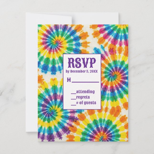 Cartões de RSVP de Tie Dye Psicodélico (Frente)
