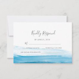 Cartões de RSVP elegantes em aquarela azul