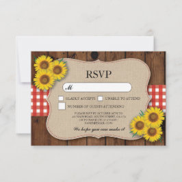 Cartões de RSVP em burlap de casamento em madeira 