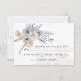 Cartões de RSVP Florais Bege Azul Empoeirado Geomé