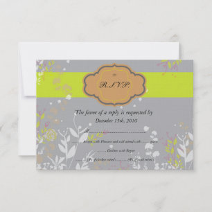Cartões de RSVP Florais Marrom e Cinza para Casame