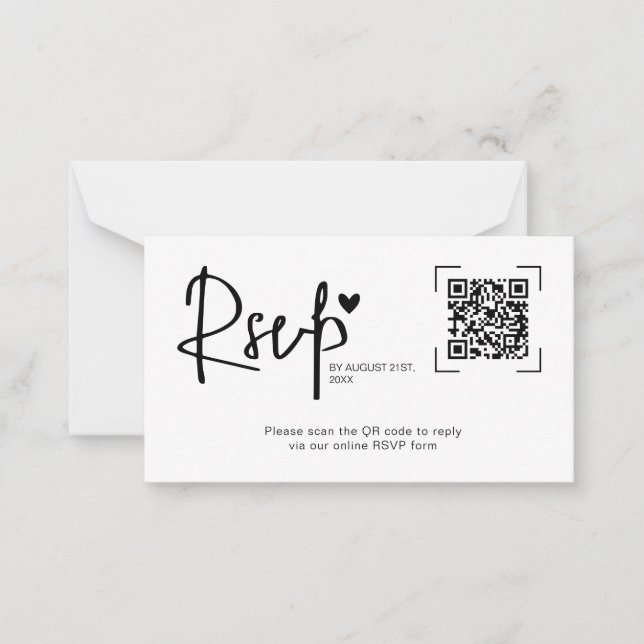 Cartões de RSVP Online de Casamento com Coração de (Frente)