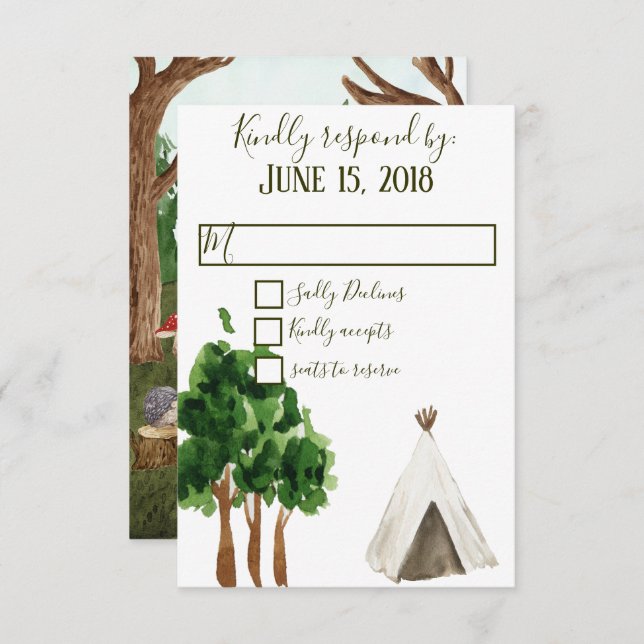 Cartões de RSVP Para a Floresta (Frente/Verso)