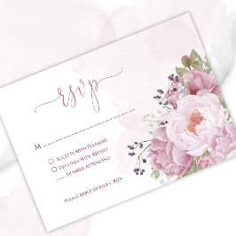 Cartões de RSVP Peônia Rosa
