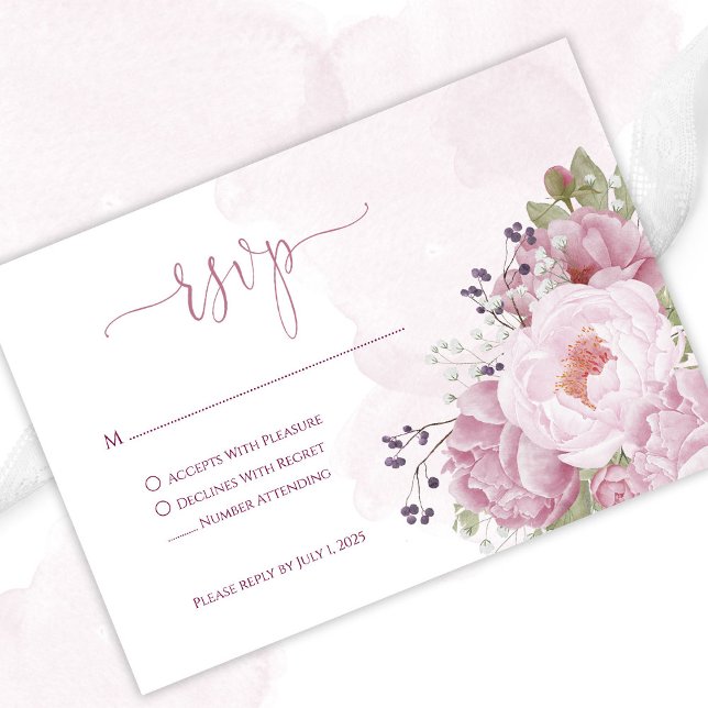 Cartões de RSVP Peônia Rosa (Criador carregado)