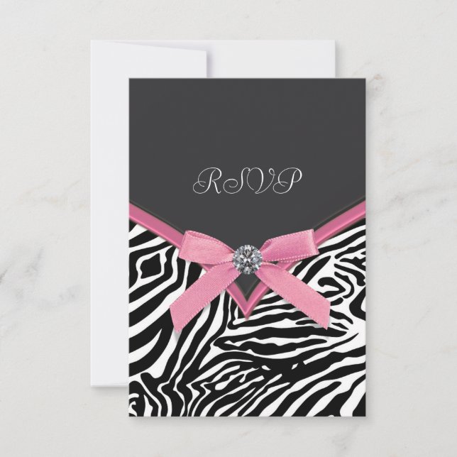 Cartões de RSVP Pink Zebra (Frente)