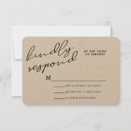 Cartões de RSVP Simples Rústicos em Papel Kraft